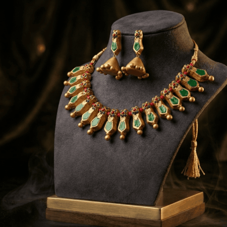Golden Emerald Charm Set